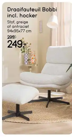 Leen Bakker Draaifauteuil Bobbi incl. hocker aanbieding
