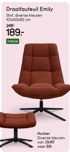 Leen Bakker Draaifauteuil Emily aanbieding
