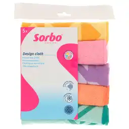 PLUS Sorbo Microvezeldoek pastel prints 40x40cm aanbieding