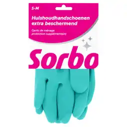 PLUS Sorbo Huishoudhandschoenen S-M aanbieding