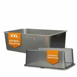Zooplus Lucky Kitty XXL kattenbak van roestvrij staal met kap, mat/donkere kap aanbieding