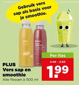 PLUS PLUS Vers sap en smoothie aanbieding