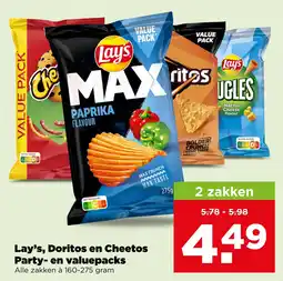 PLUS Lay's, Doritos en Cheetos Party en valuepacks aanbieding