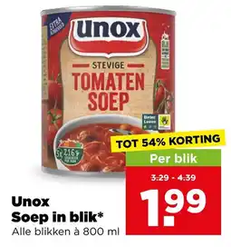 PLUS Unox Soep in blik* aanbieding