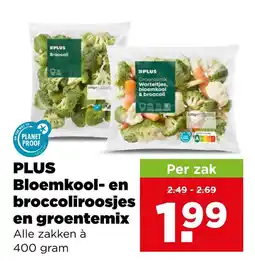 PLUS PLUS Bloemkool- en broccoliroosjes en groentemix aanbieding