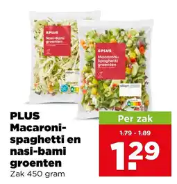 PLUS PLUS Macaroni-spaghetti en nasi-bami groenten aanbieding
