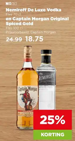PLUS Nemiroff De Luxe Vodka en Captain Morgan Original Spiced Gold aanbieding