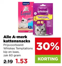 PLUS Alle A-merk kattensnacks aanbieding