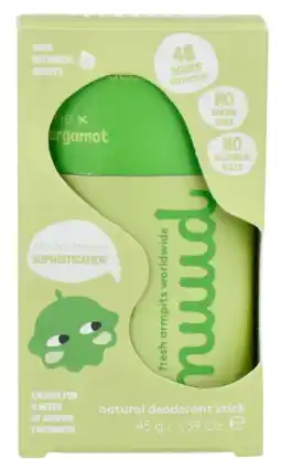 De Online Drogist Nuud Natural Lime & Bergamot Deodorant Stick 45ML aanbieding