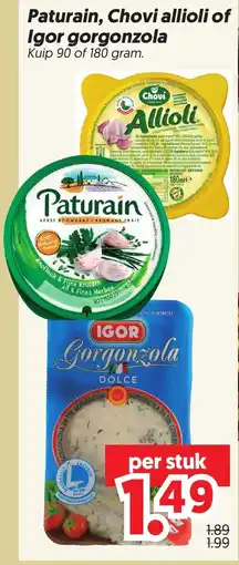 Dekamarkt Paturain, Chovi allioli of Igor gorgonzola aanbieding