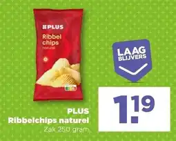 PLUS PLUS Ribbel chips naturel aanbieding