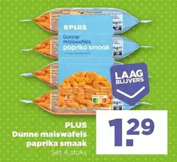 PLUS PLUS Dunne maiswafels paprika smaak aanbieding