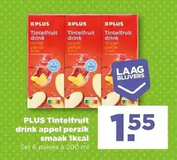 PLUS PLUS Tintelfruit drink appel perzik smaak 1kcal aanbieding