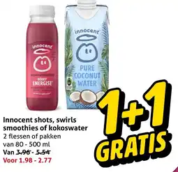 Hoogvliet Innocent shots, swirls smoothies of kokoswater aanbieding