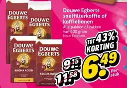 Hoogvliet Alle Douwe Egberts snelfilterkoffie of koffiebonen aanbieding
