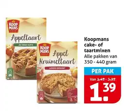 Hoogvliet Alle Koopmans cake- of taartmixen aanbieding