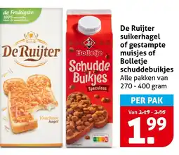 Hoogvliet Alle De Ruijter suikerhagel of gestampte muisjes of Bolletje schuddebuikjes aanbieding