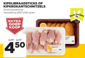 Jumbo Kipdijbraadsticks of kipkrokantschnitzels 600g-1kg aanbieding