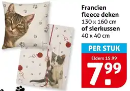 Hoogvliet Francien fleece deken of sierkussen aanbieding