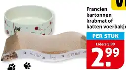 Hoogvliet Francien kartonnen krabmat of katten voerbakje aanbieding