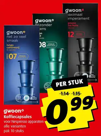 Boni gwoon Koffiecapsules aanbieding