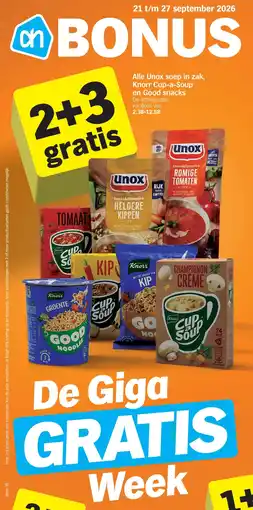 Albert Heijn Alle Unox soep in zak, Knorr Cup-a-Soup en Good snacks aanbieding