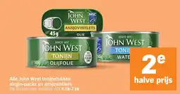 Albert Heijn Alle John West tonijnstukken single-packs en ansjovisfilets aanbieding