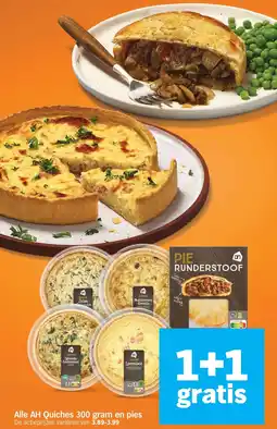 Albert Heijn Alle AH Quiches 300 gram en pies aanbieding