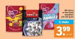 Albert Heijn Alle Venco en Red Band stazakken 150-245 gram aanbieding