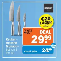 Albert Heijn Keukenmessens Monaco+ Set van 3 Per set aanbieding