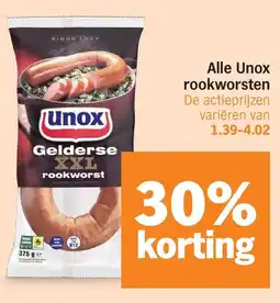 Albert Heijn Alle Unox rookworsten aanbieding