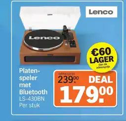Albert Heijn Lenco Platen-speler met Bluetooth LS-430BN aanbieding