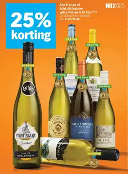 Albert Heijn Alle Franse of Zuid-Afrikaanse witte wijnen 0.75 liter*** aanbieding