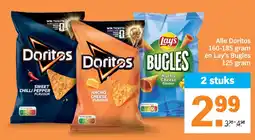 Albert Heijn Alle Doritos 160-185 gram en Lay's Bugles 125 gram aanbieding
