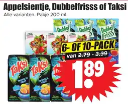 Dirk Appelsientje, Dubbelfrissss of Taksi. Alle varianten. Pakje 200 ml. aanbieding