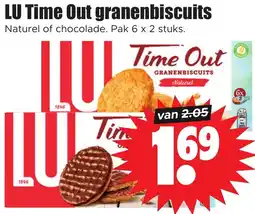 Dirk LU Time Out granenbiscuits Naturel of chocolade. Pak 6 x 2 stuks. aanbieding