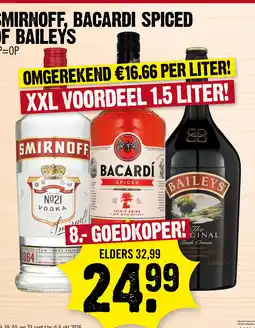 Super Dirck 3 Smirnoff, Bacardi Spiced of Baileys aanbieding