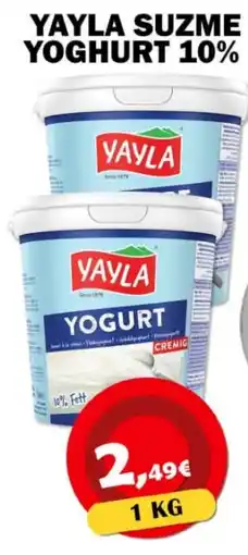 Avantage Supermarkt Yayla suzme yoghurt 10% aanbieding