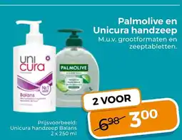 Trekpleister Palmolive en Unicura handzeep aanbieding