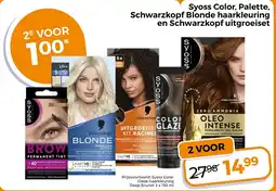 Trekpleister Syoss Color, Palette, Schwarzkopf Blonde haarkleurung en Schwarzkopf uitgroeiset aanbieding