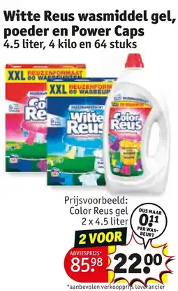 Kruidvat Witte Reus wasmiddel gel, poeder en Power Caps aanbieding