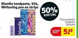 Kruidvat Hismile tandpasta, V34, Whitening pen en strips aanbieding