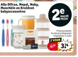 Kruidvat Alle Difrax, Mepal, Nuby, Munchkin en Kruidvat babyaccessoires aanbieding
