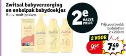 Kruidvat Zwitsal babyverzorging en enkelpak babydoekjes aanbieding
