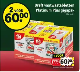 Kruidvat Dreft vaatwastabletten Platinum Plus gigapak aanbieding