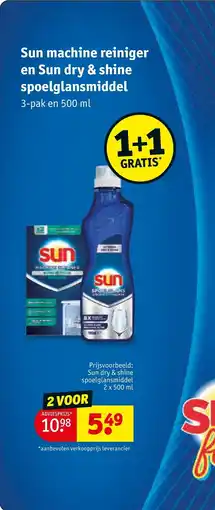 Kruidvat Sun machine reiniger en Sun dry & shine spoelglansmiddel aanbieding