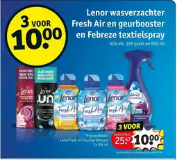 Kruidvat Lenor wasverzachter Fresh Air en geurbooster en Febreze textielspray aanbieding