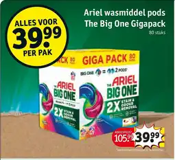 Kruidvat Ariel wasmiddel pods The Big One Gigapack aanbieding