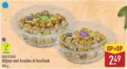 ALDI DAYLICIOUS Olijven met kruiden of knoflook aanbieding