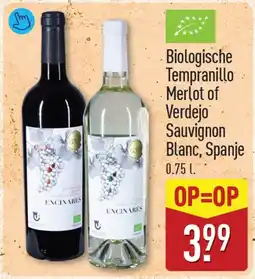 ALDI Encinares Biologische Tempranillo Merlot of Verdejo Sauvignon Blanc aanbieding
